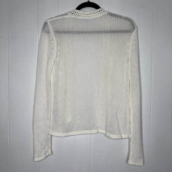 J. McLaughlin Women’s Linen Cotton Blend Cardigan Sweater Open Front White XS - Picture 2 of 5